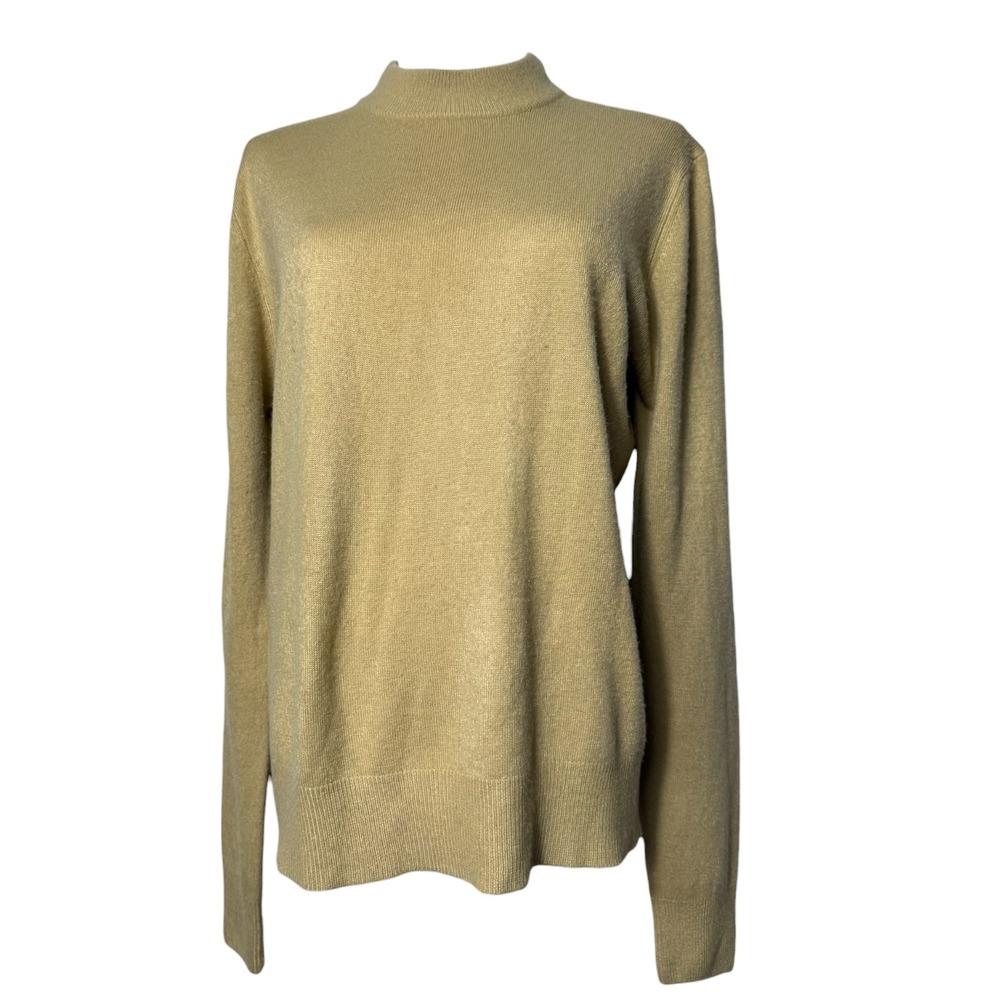 Vintage Cignal Long Sleeve Sweater Top Tan Knit Minimalist Capsule Womens Size M